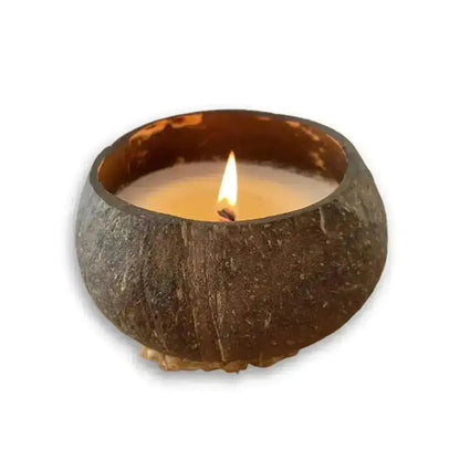 kokosnoot geurkaars brandend